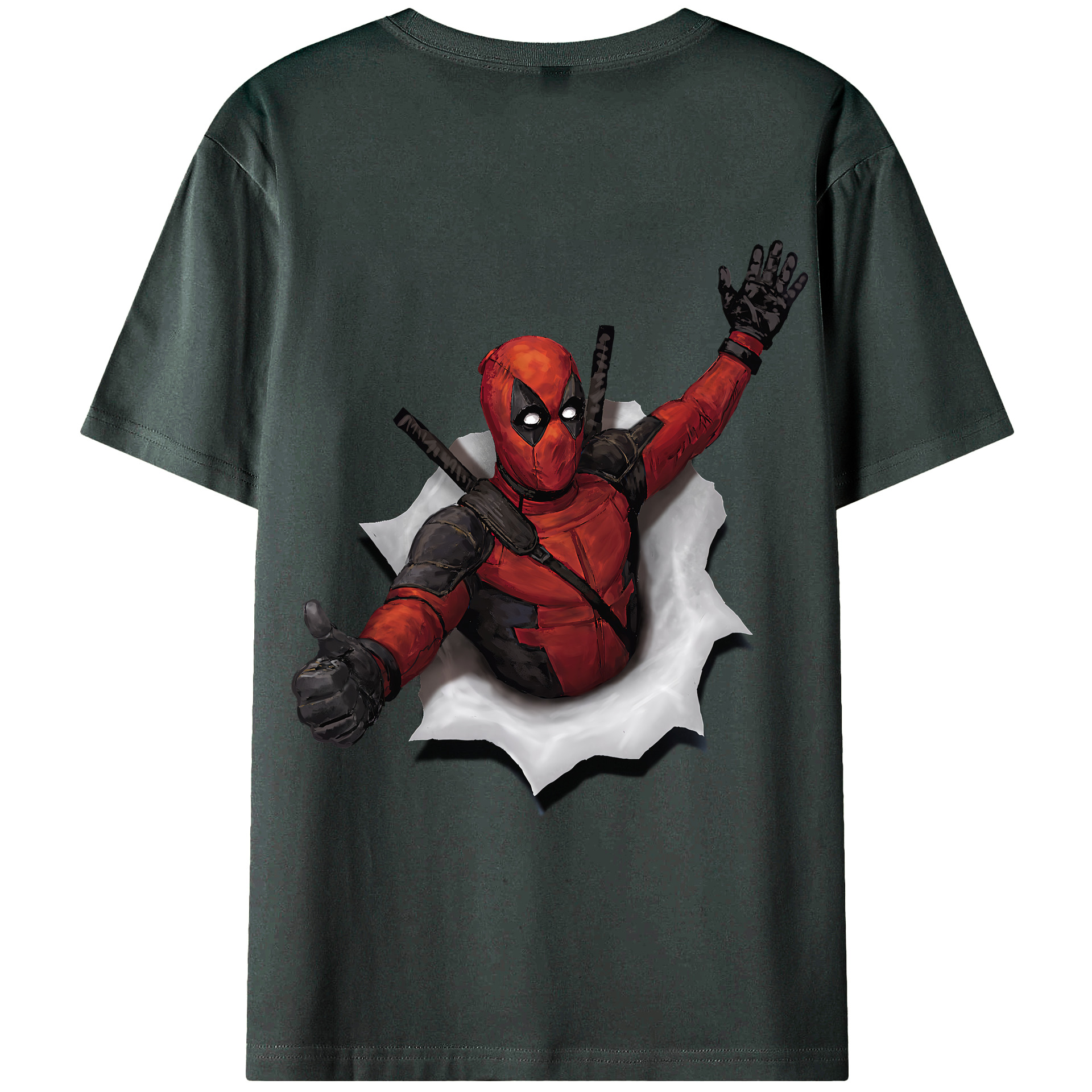 （画像用） Deadpool デッドプール 綿100％ メンズ半袖Tシャツ（バックプリント） 通気性